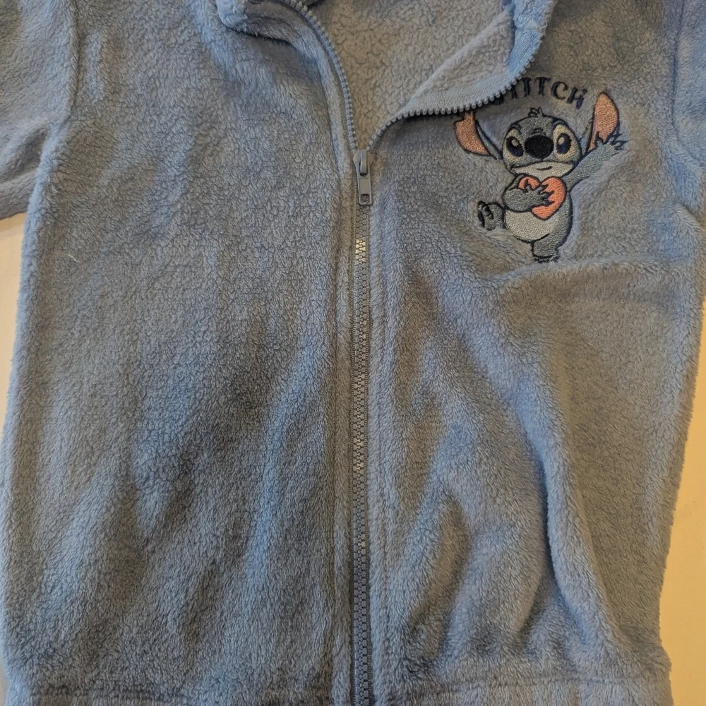 Disney  Kids Blue Stitch Fleece Hoodie With Ears, Size Small (7/8)